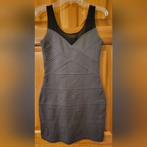 Express Grey Bodycon Bandage Sleeveless Dress with Mesh Size XS